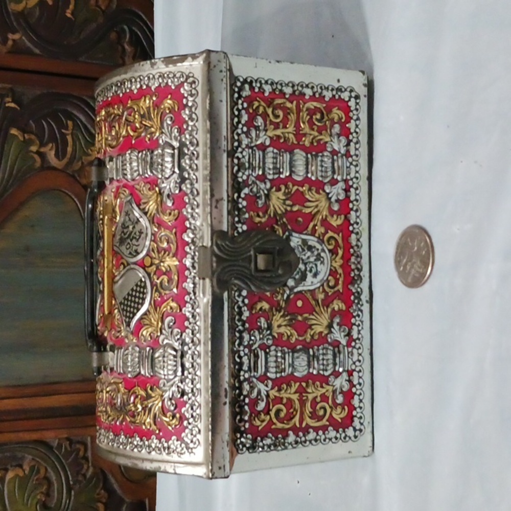 Vintage Rare Find Tin Money Box - French Biscuit - Collectible Metal Box